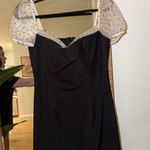 Camila Coelho Dress with Sheer Cap sleeves and a-line sweetheart neckline